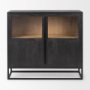 69887 - Sloan 40.0W Black Wood W/Black Metal Frame Accent Cabinet