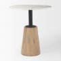 69928-AB - Maxwell 32" Round White Marble Tabletop w/ Blonde Wood & Black Metal Accent Pedestal Bistro Table