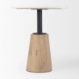 69928-AB - Maxwell 32" Round White Marble Tabletop w/ Blonde Wood & Black Metal Accent Pedestal Bistro Table