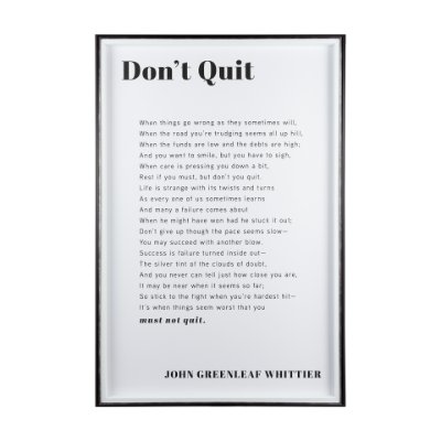 13931 - Don't Quit by Mercana Studio a Framed Art Print Matted under Glass
