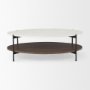 69978-AB - Larkin White Marble Top w/ Dark Brown Wood Shelf Oval Coffee Table