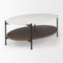 69978-AB - Larkin White Marble Top w/ Dark Brown Wood Shelf Oval Coffee Table