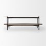 69978-AB - Larkin White Marble Top w/ Dark Brown Wood Shelf Oval Coffee Table