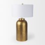 70055 - Leo 18.0L x 18.0W x 31.0H Gold Hammered W/White Fabric Shade Table Lamp