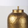 70055 - Leo 18.0L x 18.0W x 31.0H Gold Hammered W/White Fabric Shade Table Lamp