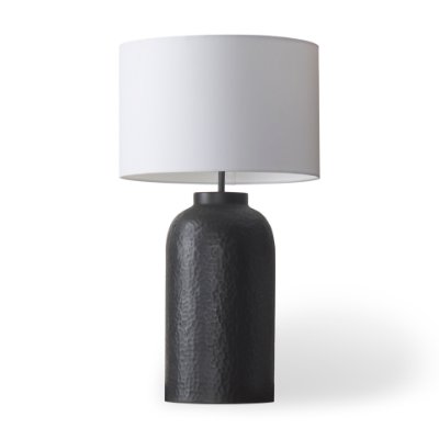 70056 - Leo 18.0L x 18.0W x 31.0H Black Hammered W/White Fabric Shade Table Lamp