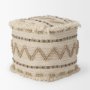 67585 - Caela Beige/Brown Wool, Cotton and Felt Popcorn Stitch Square Pouf 