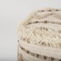 67585 - Caela Beige/Brown Wool, Cotton and Felt Popcorn Stitch Square Pouf 