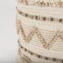67585 - Caela Beige/Brown Wool, Cotton and Felt Popcorn Stitch Square Pouf 