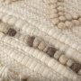 67585 - Caela Beige/Brown Wool, Cotton and Felt Popcorn Stitch Square Pouf 