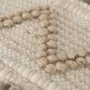 67585 - Caela Beige/Brown Wool, Cotton and Felt Popcorn Stitch Square Pouf 