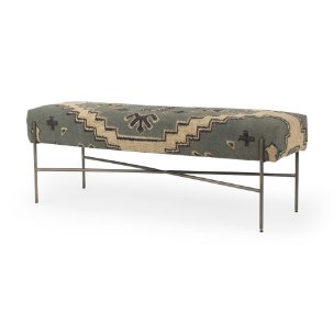 Avery I 55L x 17W Multi Colored Upholstered Patterned Seat Accent Bench 