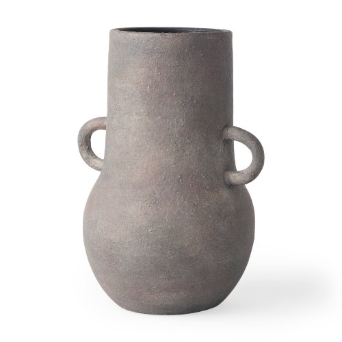 70076 - Armani 10.4H Brown-Gray Double Ear Ceramic Vase