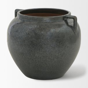 Kora Short Dark Metallic Double Ear Vase