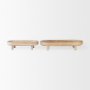 70066 - Carver Set of 2 Oblong White Washed Wood Footed Trays 