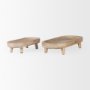 70066 - Carver Set of 2 Oblong White Washed Wood Footed Trays 