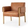 69820 - Ashton Brown Vegan Leather w/ Light Wood  Accent Chair 