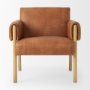 69820 - Ashton Brown Vegan Leather w/ Light Wood  Accent Chair 