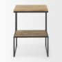 70092 - Ronin 22"H Square 2-Tier Wood w/ Black Metal Accent Table