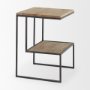 70092 - Ronin 22"H Square 2-Tier Wood w/ Black Metal Accent Table