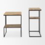 70092 - Ronin 22"H Square 2-Tier Wood w/ Black Metal Accent Table