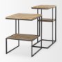 70092 - Ronin 22"H Square 2-Tier Wood w/ Black Metal Accent Table