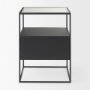 70096 - Samson 15.7L x 15.7W x 21.3H Side Table Matte Black Metal and Glass