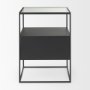 70096 - Samson 15.7L x 15.7W x 21.3H Side Table Matte Black Metal and Glass