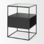70096 - Samson 15.7L x 15.7W x 21.3H Side Table Matte Black Metal and Glass