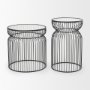 70089 - Shani Set of 2 Round, Black Metal w/ Glass, Accent Tables
