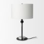 69702 - Sarah 15.0L x 10.0W x 22.2H Arched Black Metal W/Marble Cube and White Shade Table Lamp