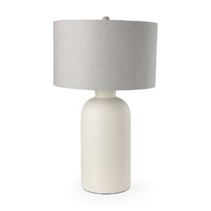 Cato 20.0L x 20.0W x 33.5H Cream Base W/White Shade Table Lamp