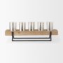 53085 - Benk Wood and Black Metal Five Cup Candle Holder 