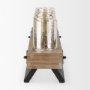 53085 - Benk Wood and Black Metal Five Cup Candle Holder 