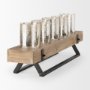 53085 - Benk Wood and Black Metal Five Cup Candle Holder 
