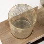 53085 - Benk Wood and Black Metal Five Cup Candle Holder 