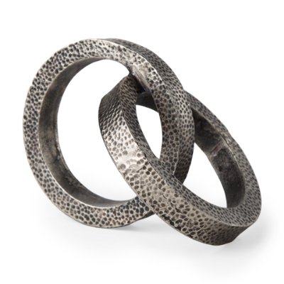 69163 - Rafiki Two Blackened Silver Hammered Finish Metal Conjoined Circles