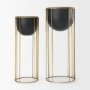 70099 - Danica Set of 2 Matte Black Metal Plant Stands