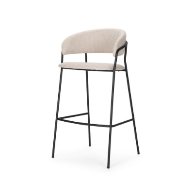 70246 - Carolyn Bar Stool w/ Oatmeal Fabric & Matte Black Metal 
