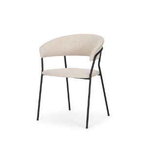 Carolyn Contoured Back Dining Side Chair | Oatmeal Fabric w/ Metal