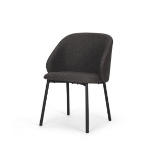 Shannon Contoured Back Dining Side Chair | Gray Fabric w/ Metal