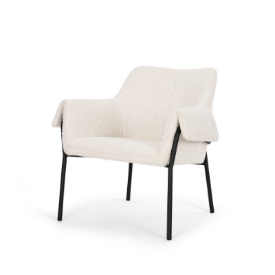 70259 - Brently Accent Chair w/ Cream Boucle Fabric & Matte Black Metal Legs