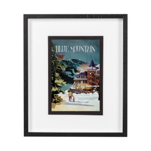 Blue Mountain by Simeng a Framed Art Print Matted under Glass