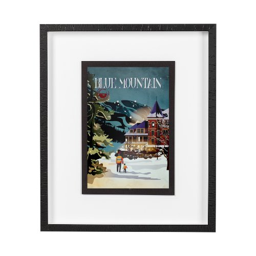 14392 - Blue Mountain by Simeng a Framed Art Print Matted under Glass