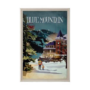 Blue Mountain by Simeng a Framed Art Print Matted under Glass