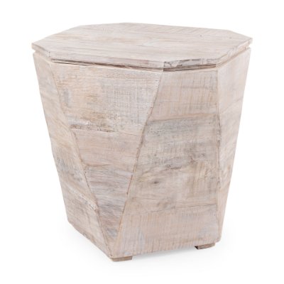 67531 - Esagono Octagonal Reclaimed Wood End/Side Table w/ Storage