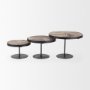69143 - Lorenz (Set of 3) Light Brown Wood W/ Black Metal Base Round Decorative Display Stands