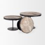 69143 - Lorenz (Set of 3) Light Brown Wood W/ Black Metal Base Round Decorative Display Stands