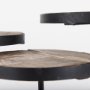 69143 - Lorenz (Set of 3) Light Brown Wood W/ Black Metal Base Round Decorative Display Stands