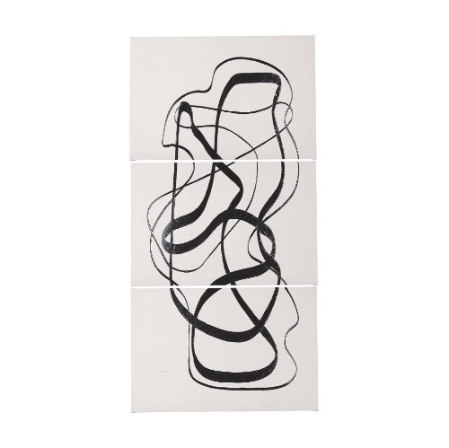 102252-L - Free Lines Creamy (Set of 3) by Mercana Studio a Hand Embellished Textured Canvas